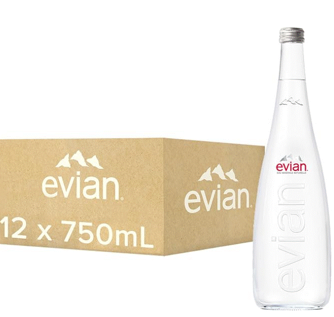 EVIAN MINERAL WATER GLASS 12 X 750 ML