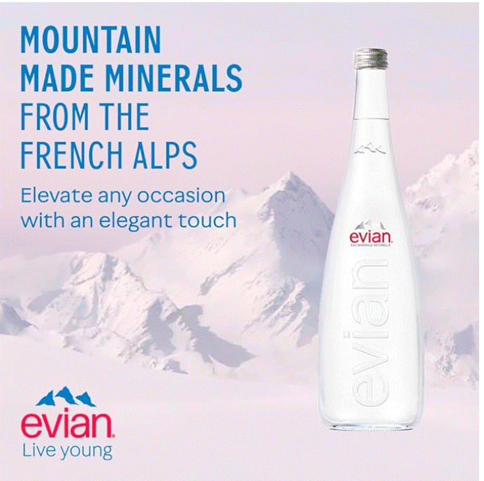 EVIAN MINERAL WATER GLASS 12 X 750 ML