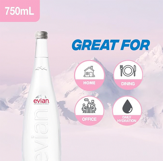 EVIAN MINERAL WATER GLASS 12 X 750 ML